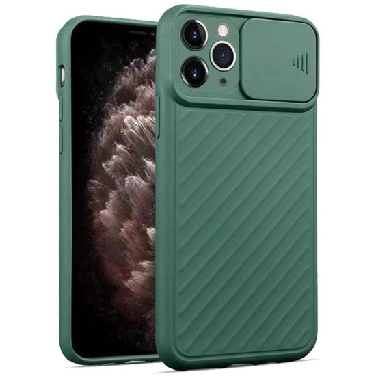 SILICONE COVER WITH CAMERA SHIELD FOR APPLE IPHONE 12 PRO MAX GREEN